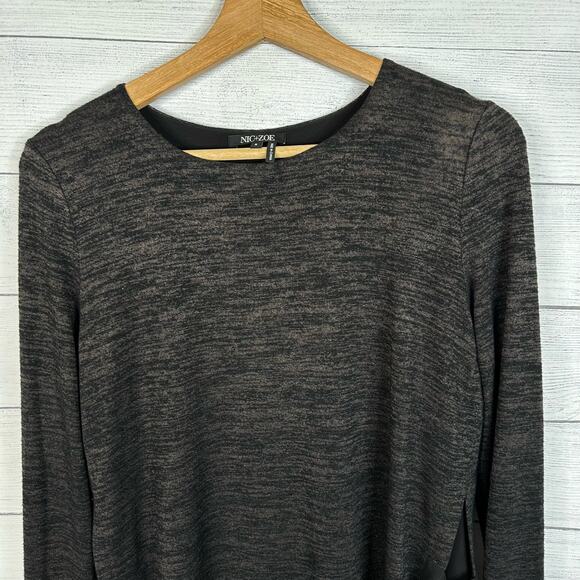 Nic + Zoe Womens size Small Firelight Space Dye Layered Tunic Sweater Top Gray - Picture 3 of 8